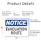 Signmission Evacuation Route, 14 in W x Rectangle, Aluminum OS-2PACK-NS-A-1014-L-12193 - alternate 2